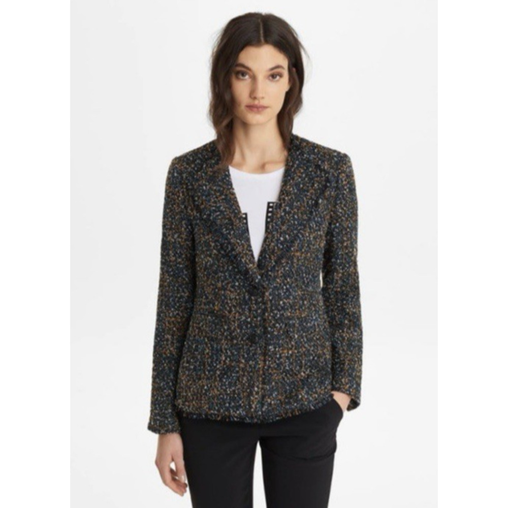 Karl Lagerfled Paris Tweed Fringe Blazer 10 Black Jacket